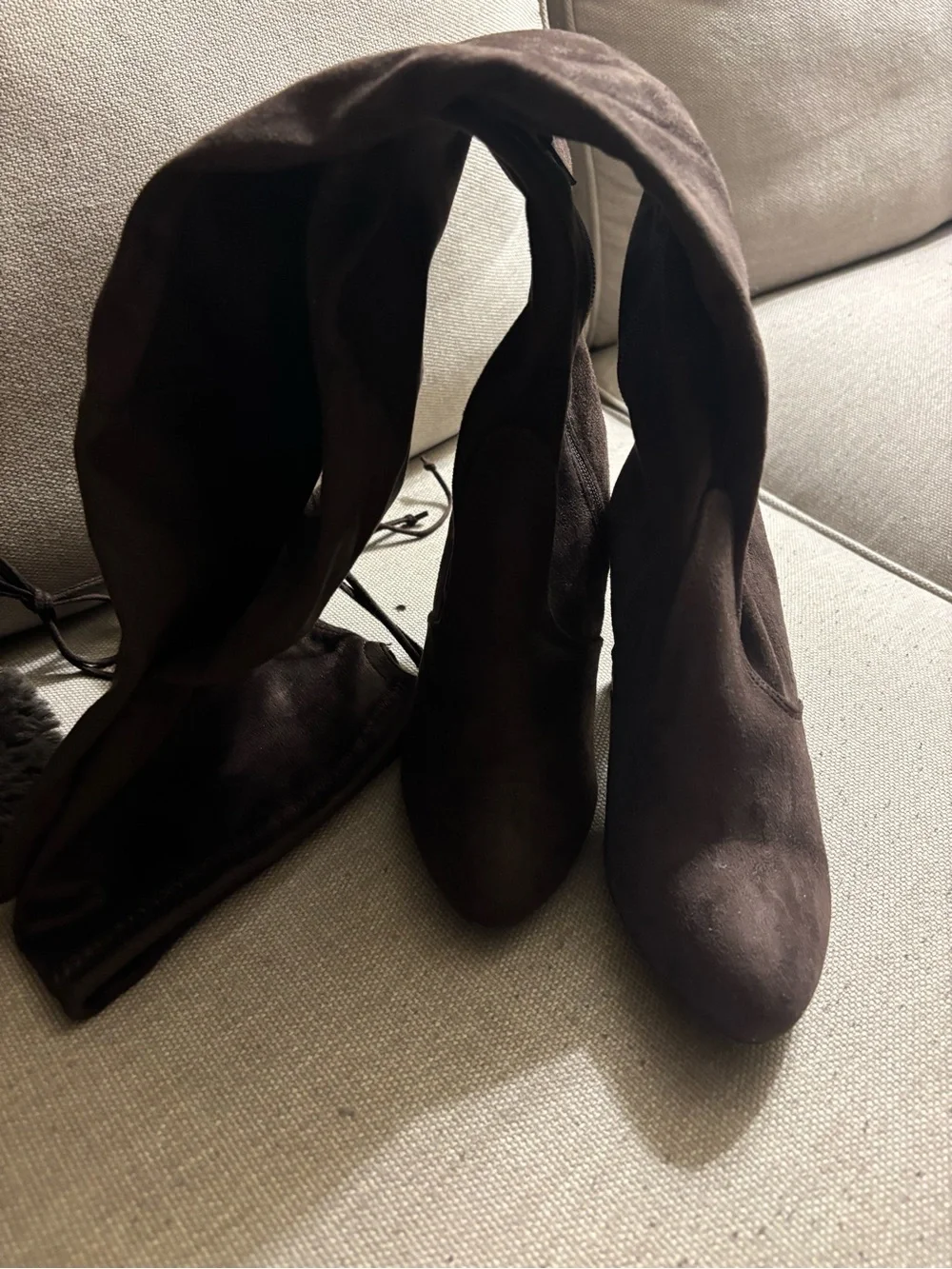 Women's Over-the-Knee Suede Boots in Dark Brown brand new